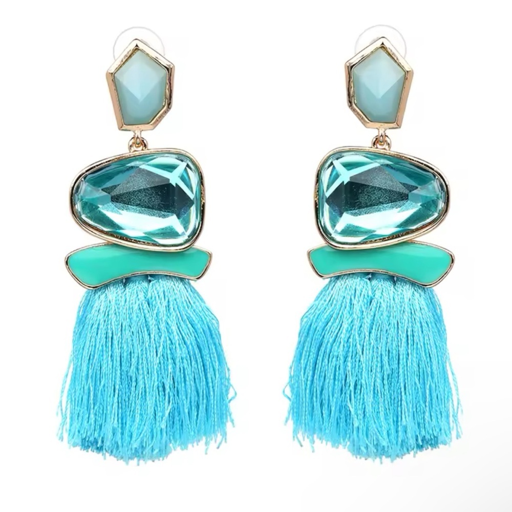 Zara Blue and Gold Statement Earrings
